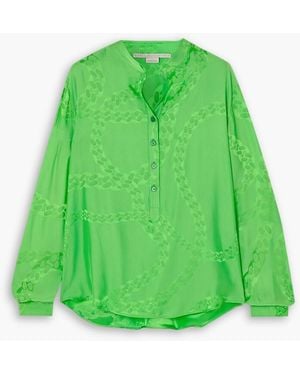 Stella McCartney Satin-Jacquard Shirt - Green