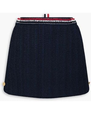 Thom Browne Striped Cotton-Blend Tweed Mini Skirt - Blue