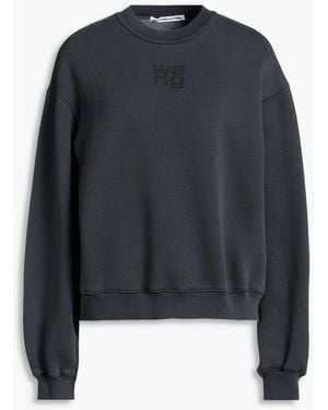 T By Alexander Wang Essential Printed Cotton-blend Fleece Sweatshirt - Blue