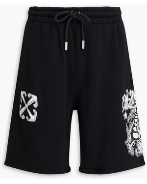 Off-White c/o Virgil Abloh Printed French Cotton-Terry Shorts - Black