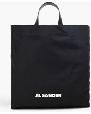 Jil Sander Leather-Trimmed Canvas Tote - Black