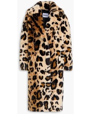 Jakke Katie Leopard-print Plush Coat - Natural