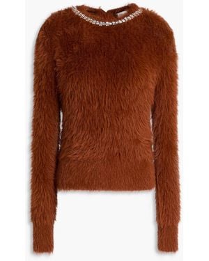 Zimmermann Crystal-Embellished Brushed Knitted Sweater - Brown