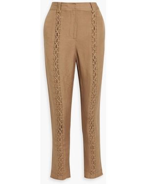 Aje. Impressionist Lace-up Linen-bend Slim-leg Trousers - Natural