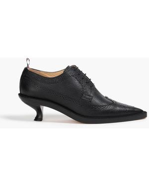Thom Browne Brogues "longwing 50mm" aus perforiertem narbenleder - Schwarz