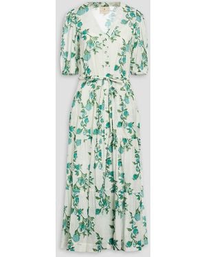 HANNAH Printed Cotton-Voile Midi Dress - Green