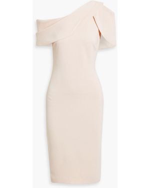 Badgley Mischka Drapiertes kleid aus crêpe mit asymmetrischer schulterpartie - Weiß