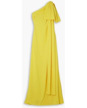BERNADETTE Gala One-shoulder Bow-embellished Georgette Gown - Yellow