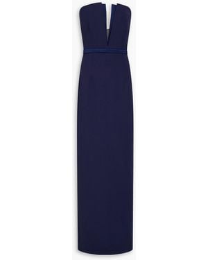Safiyaa Strapless Satin-Trimmed Crepe Gown - Blue