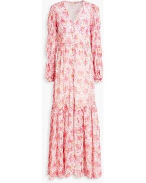 byTiMo Gathered Floral-print Crepe Maxi Dress - Pink