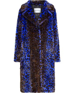 Stand Studio Fanny Leopard-print Faux Fur Coat - Blue