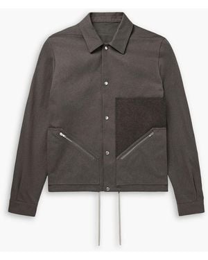 Rick Owens Felt And Rubber-Trimmed Cotton-Drill Overshirt - Brown