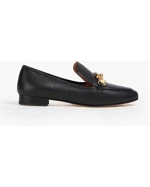 Tory Burch Jessa Embellished Pebbled-Leather Loafers - Black