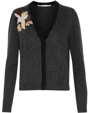 Diane von Furstenberg Carmela Embellished Trim Silk Cardigan