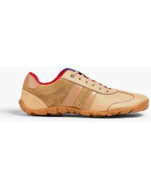 Wales Bonner Color-block Suede And Textured-leather Trainers - Natural
