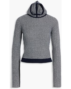 Perfect Moment Jazzy Jacquard-Knit Wool And Cashmere-Blend Hoodie - Blue