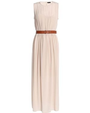 Theory Belted Silk-crepe Maxi Dress - Natural