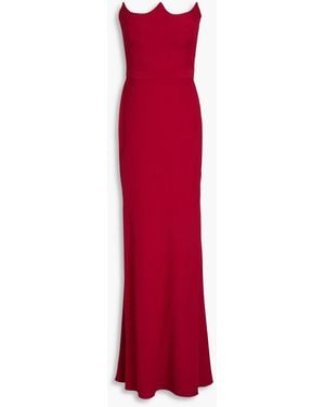 McQueen Strapless Crepe Gown - Red