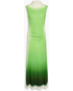 Jonathan Simkhai Aldina Ruched Dégradé Jersey Maxi Dress - Green