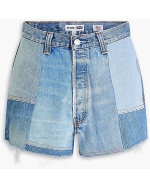 RE/DONE Patchwork Denim Shorts - Blue
