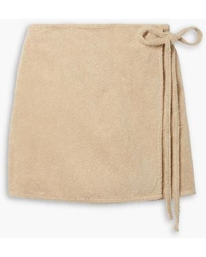 TERRY TOWELLING Il Passo Cotton-Terry Wrap Skirt - Natural