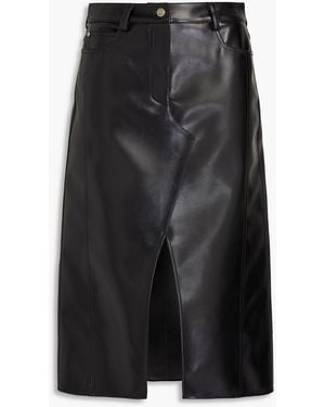 MSGM Appliquéd Faux Leather Midi Skirt - Black