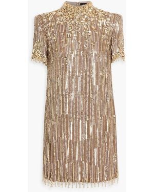 Jenny Packham Snapdragon Embellished Chiffon Mini Dress - Natural