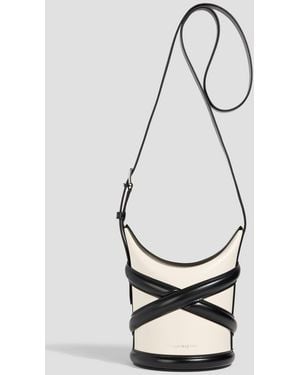 McQueen The Curve Two-Tone Leather Bucket Bag - White