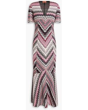 Missoni Metallic Crochet-Knit Maxi Dress - Purple