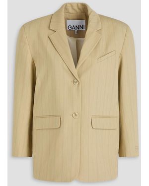 Ganni Pinstriped Twill Blazer - Natural