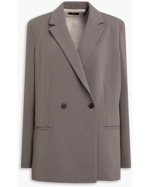 Theory Double-Breasted Crepe Blazer - Brown