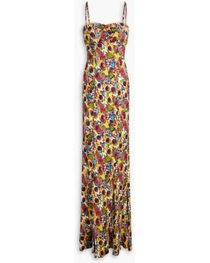 Saloni Renee Printed Jacquard Maxi Dress - Metallic
