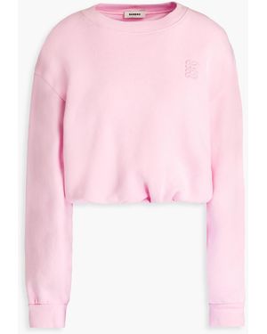 Sandro Cropped Cotton-fleece Sweatshirt - Pink
