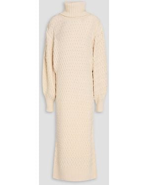 Zimmermann Cable-Knit Wool And Cotton-Blend Turtleneck Midi Dress - Natural