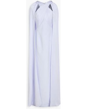 Safiyaa Ayse Cape-Effect Crepe Gown - White