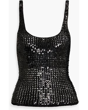 Matteau Sequined Crochet Tank - Black