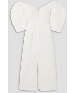 Mara Hoffman Leonara Off-the-shoulder Tm Lyocell And Linen-blend Midi Dress - White