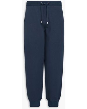 Giorgio Armani Tapered Cotton And Cashmere-blend Fleece Joggers - Blue