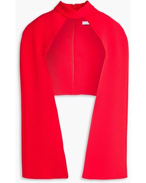 Safiyaa Agnes Cape-Effect Crepe Shrug - Red