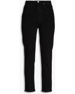 RE/DONE 90S Cropped High-Rise Slim-Leg Jeans - Black