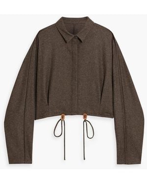 LE17SEPTEMBRE Cropped Wool-Blend Flannel Shirt - Brown