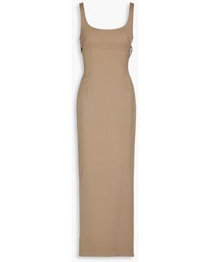 Jacquemus Valdu Cutout Wool-Blend Twill Midi Dress - Natural