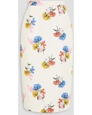 Emilia Wickstead Lorelei Floral-Print Crepe Midi Skirt - Grey
