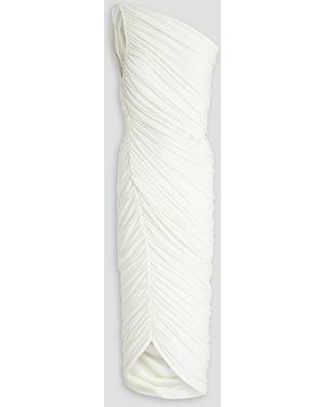 Norma Kamali Diana robe aus stretch-jersey mit raffungen und asymmetrischer schulterpartie - Weiß