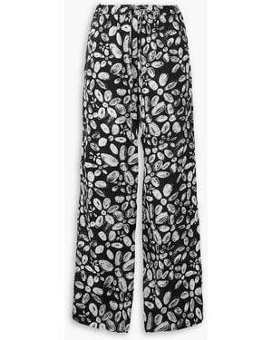 Marni Printed Crepe Straight-Leg Pants - White