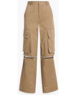 Area Cutout Crystal-embellished Cotton-twill Cargo Trousers - Natural