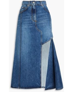 McQueen Asymmetric Denim Midi Skirt - Blue