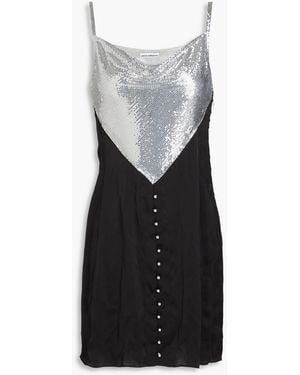 Rabanne Chainmail-Paneled Satin Mini Dress - Black