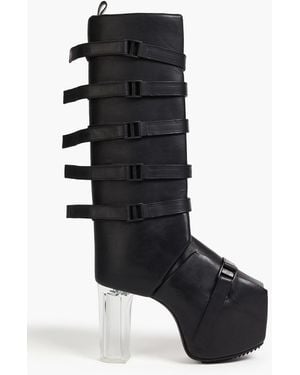 Rick Owens Buckle-embellished Leather Platform Boots - Black