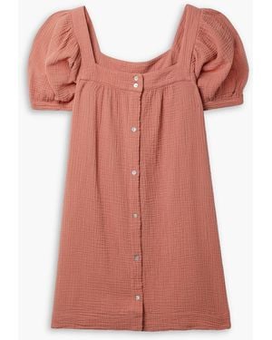 Honorine Francoise Cotton-seersucker Mini Dress - Pink